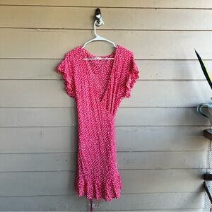 Billabong Red Mini Wrap Summer Dress Size L Beach Summer Casual